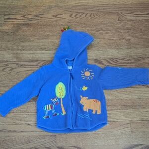 Hanna Andersson Blue Hoodie with Animal and Nature Design